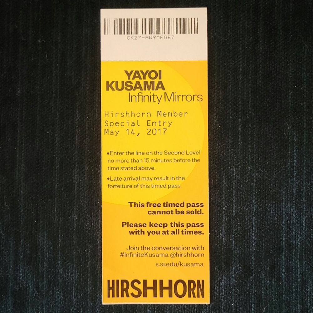Yayoi Kusama "Infinity Mirrors" Exhibition Special Entry Ticket Stub
